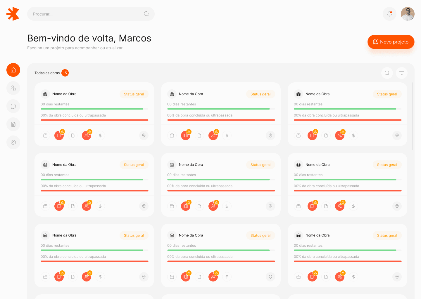 Visão geral de todas as obras